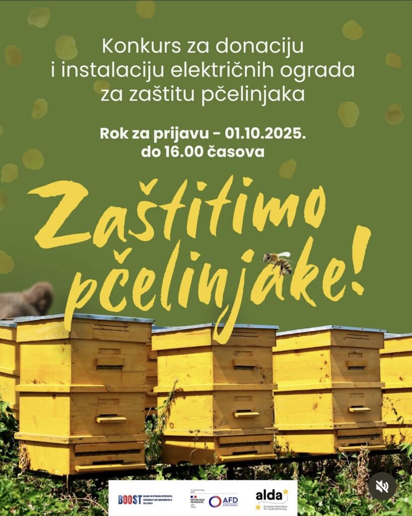 Otvoren konkurs za donaciju 10 električnih ograda za zaštitu pčelinjaka