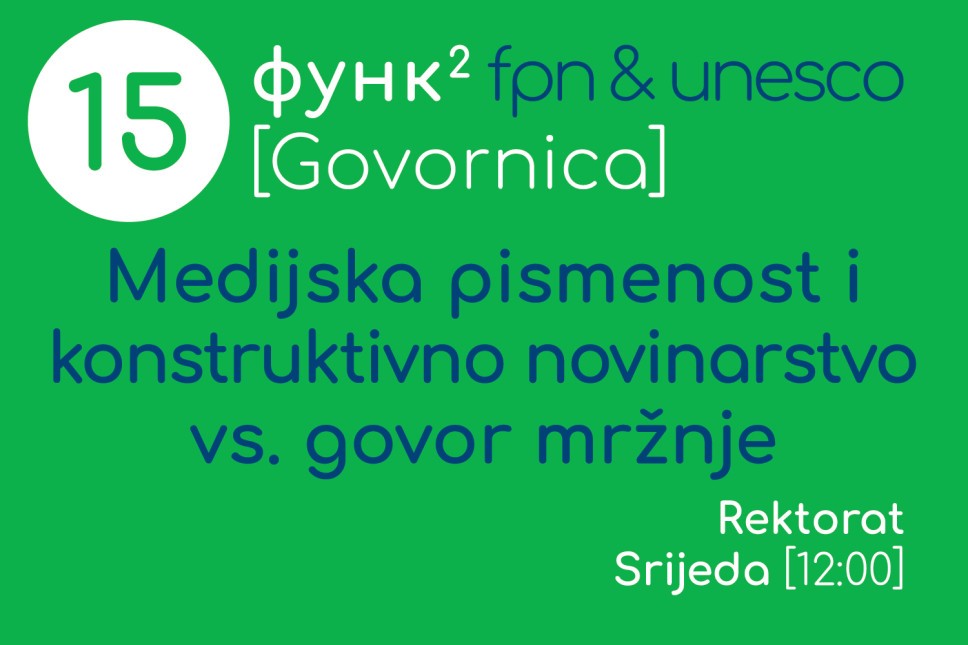 Govornica „Medijska pismenost i konstruktivno novinarstvo VS govor mržnje“ u Plavoj sali Rektorata