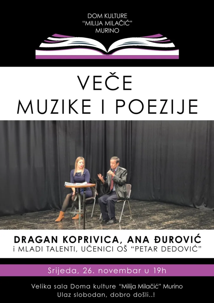 Dragan Koprivica i prijatelji sjutra veče u Domu kulture „Milija Milačić“ u Murinu
