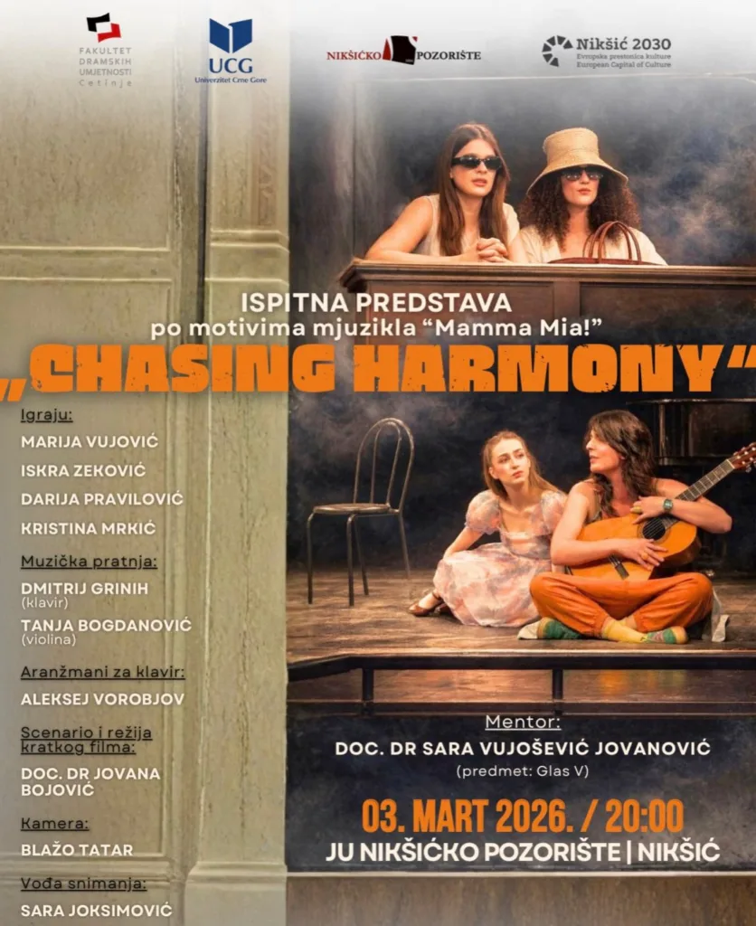 „Chasing Harmony“ ispitni projekat 3. marta u JU Nikšićkom pozorištu 11 „Chasing Harmony“ ispitni projekat 3. marta u JU Nikšićkom pozorištu