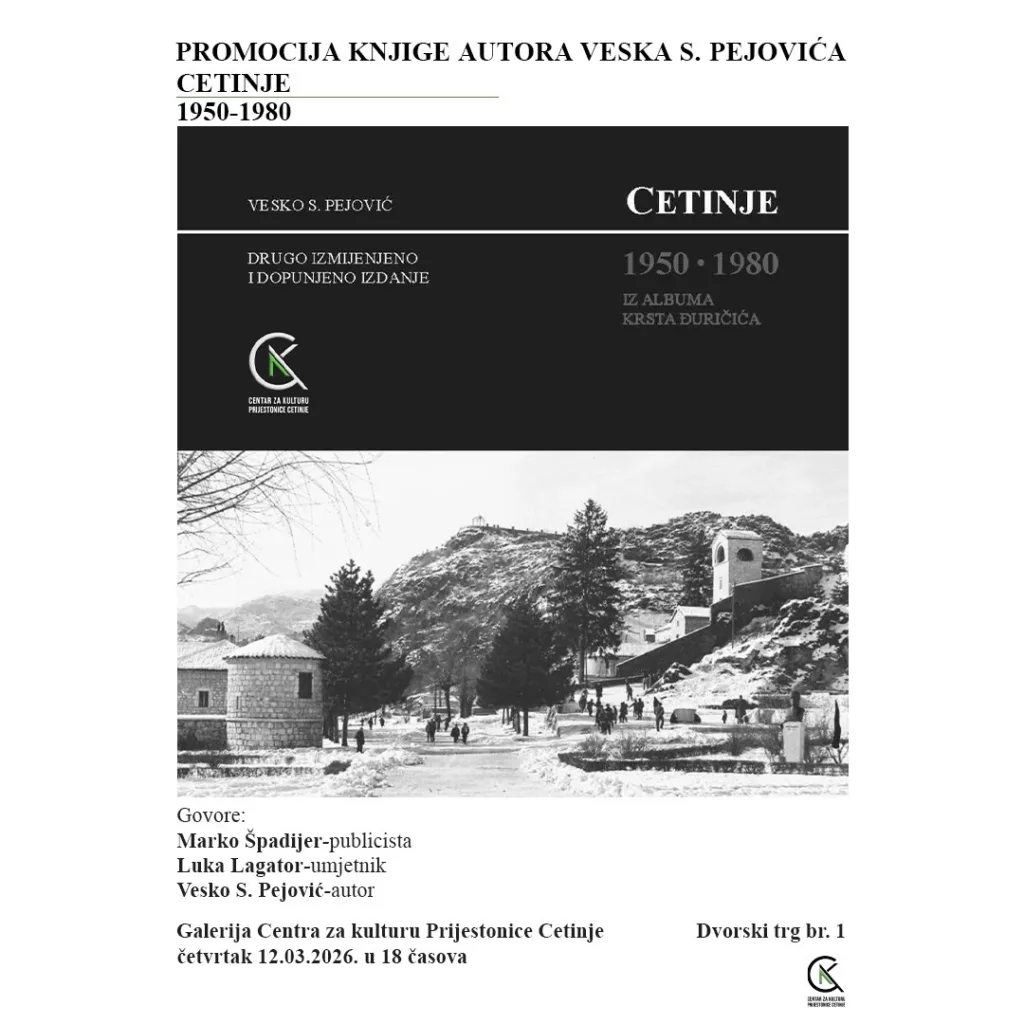 Promocija monografije „Cetinje 1950–1980“ u galeriji Centra za kulturu Prijestonice