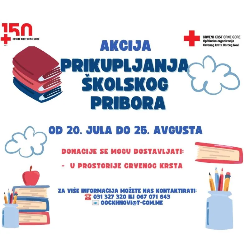 Crveni krst Herceg Novi počeo prikupljanje školskog pribora