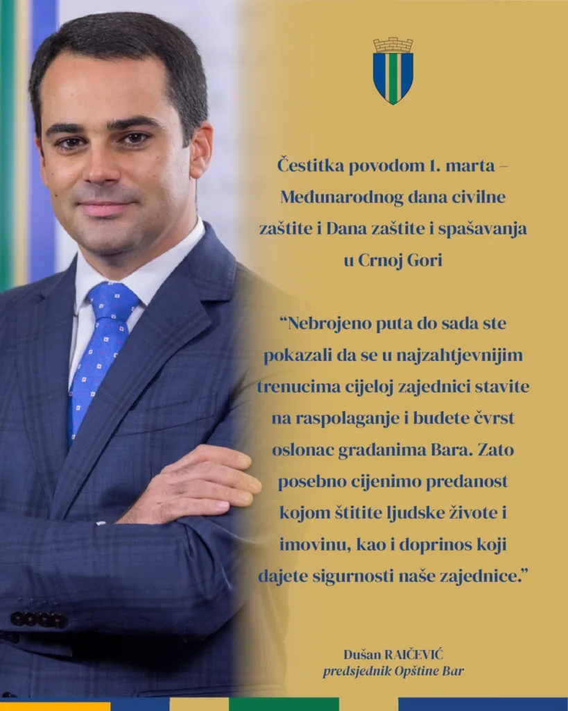 Raičević: Opština Bar pouzdan partner u unaprjeđenju uslova rada Službe zaštite i spašavanja