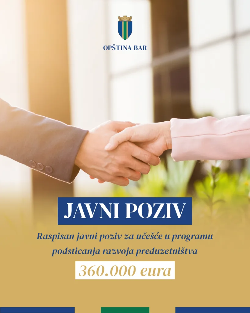 Opština Bar: Za program podsticanja razvoja preduzetništva 360 000 eura