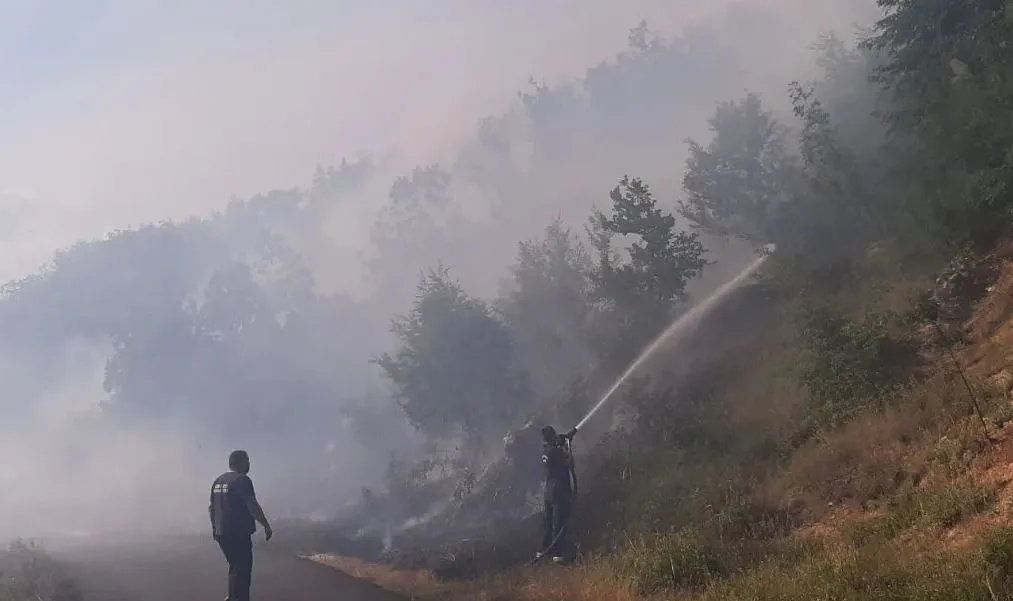 Požar na Obzovici, vatrogasci na terenu