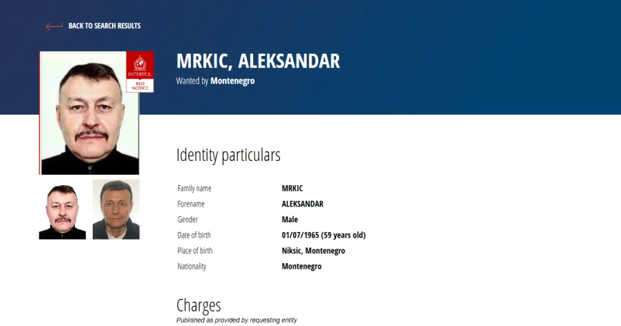 Raspisana Interpolova potjernica za Aleksandrom Mrkićem