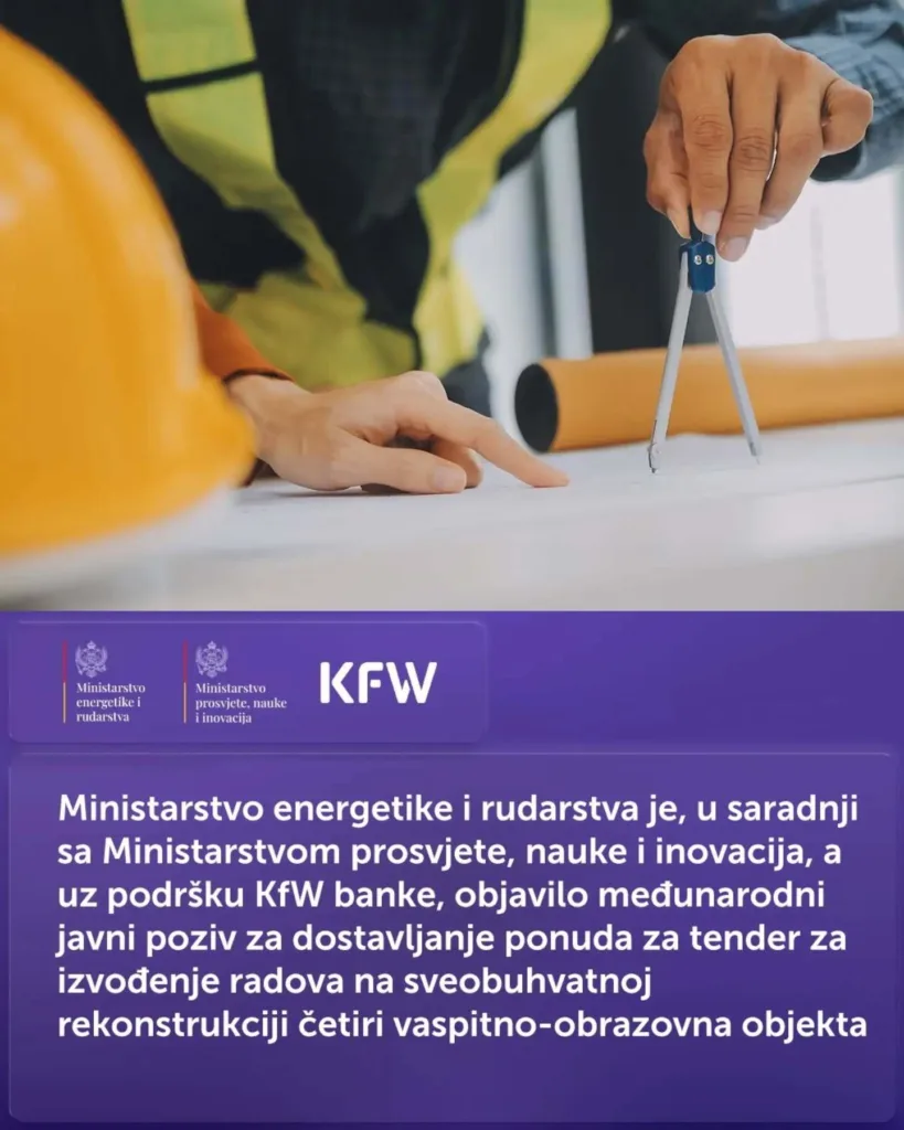 MER objavilo javni poziv za tender za izvođenje radova na rekonstrukciji četiri vaspitno-obrazovna objekta