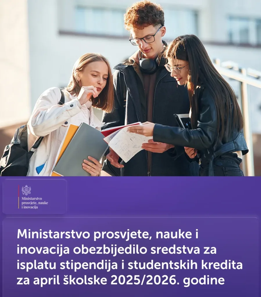 Obezbijeđeno 817.489 eura za stipendije i studentske kredite za april