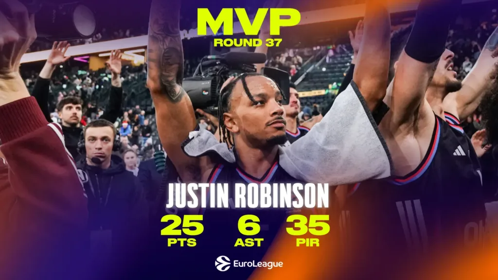 Džastin Robinson MVP 37. kola Evrolige 8 Džastin Robinson MVP 37. kola Evrolige