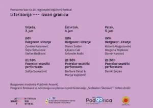 Deseto izdanje "LiTeritorije" od 3. do 5. juna u Podgorici 2 Deseto izdanje „LiTeritorije“ od 3. do 5. juna u Podgorici