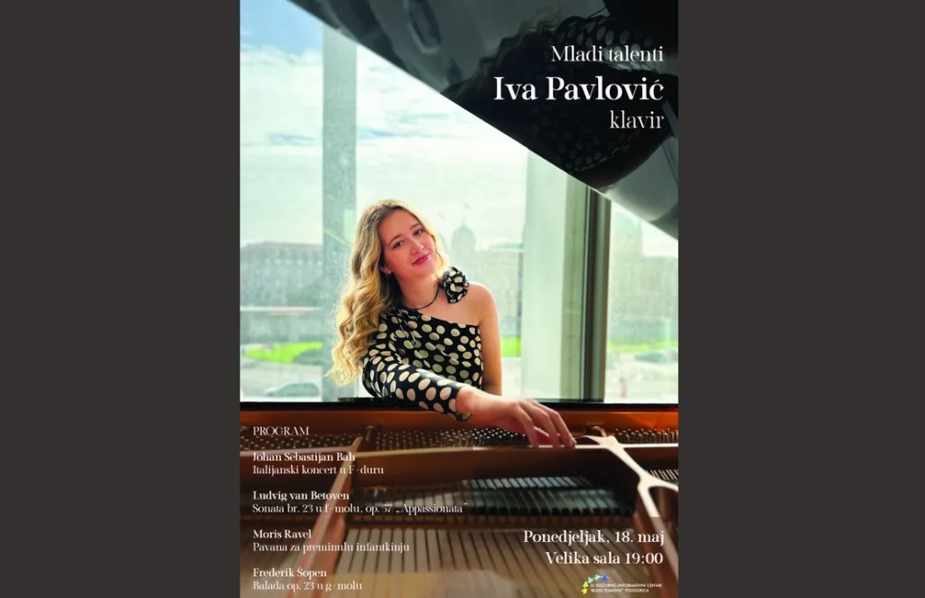 Solistički koncert pijanistkinje Ive Pavlović sjutra u KIC-u
