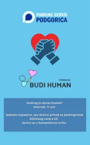 Humanitarna akcija „Parking je danas human“ nastavlja se u četvrtak 2 Humanitarna akcija „Parking je danas human“ nastavlja se u četvrtak