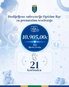 Opština Bar: Odobrene subvencije za prenatalno testiranje za 21 korisnicu, drugi javni poziv do kraja godine 