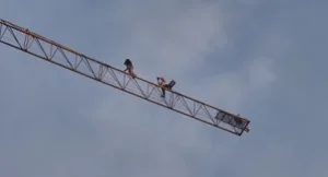Risky challenge for the sake of a video on social media: Young people on top of the tower crane in Perazića Dol.