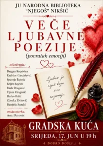 Veče ljubavne poezije u Gradskoj kući u Nikšiću