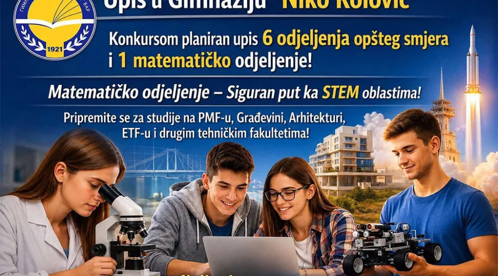 Gimnazija Niko Rolović u Baru pokreće matematičko odjeljenje 9 Gimnazija Niko Rolović u Baru pokreće matematičko odjeljenje