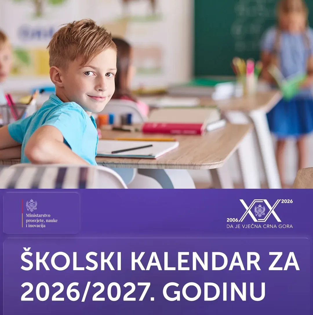 Đaci u klupama od 1. septembra do 16. juna 2027. godine, zimski raspust tokom cijelog januara